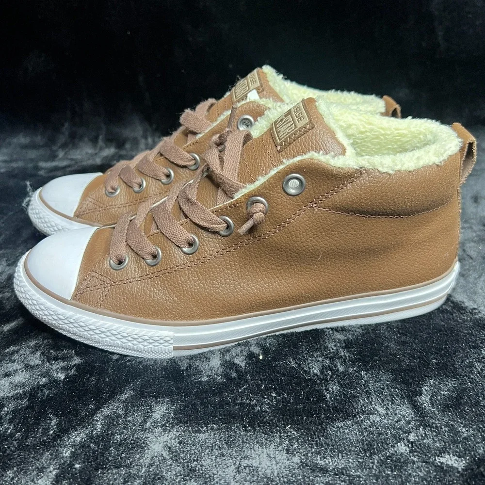 Converse Chuck Taylor All Star 640549C Kids Sneakers 6 Brown Leather Skate Shoes